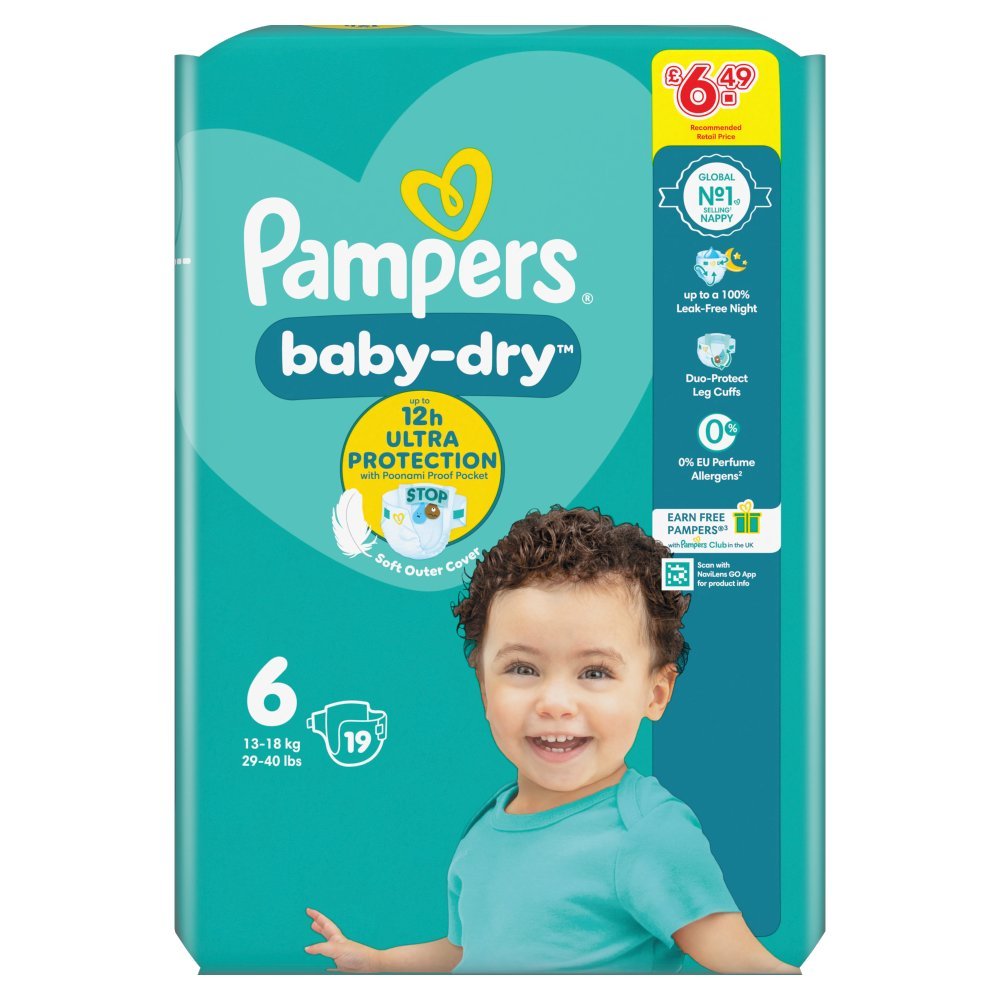 Pampers Baby-Dry Size 6, 19 Nappies, 13kg-18kg - Image 2